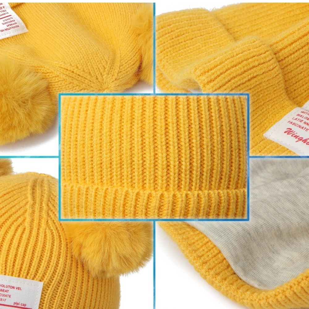 Cheerful Yellow Pom-Pom Kids Hat - Picture 5 of 5